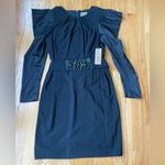 NWT! Nue by Shani Black Dress with Belt and Puff Sleeves built in shapewear Size 12 Photo 1