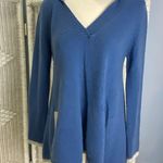Subtle Luxury Cashmere Hoodie S/M Blue Gray Trim Soft Cozy Lounge Sweater Flawed Size M Photo 0