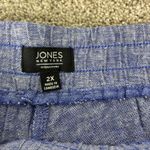 Jones New York Jones New York Signature Linen Blend Cropped Pants Womens 2X Blue Drawstring Photo 1