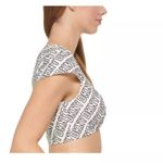 DKNY Cropped Bikini Swim Top Logo Print White Black Cap Sleeve XL Photo 1