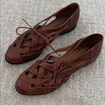 Jeffrey Campbell EUC Brown Canela Flats lace up 100% genuine leather embossed Photo 1