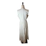 Bardot Dress Women XL White Cotton Embroidered Cut Out Tiered Maxi Boho Cottage Photo 2