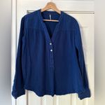 Free People Changing Horizons Gauze Blue Pullover Top EUC Size Small Photo 1