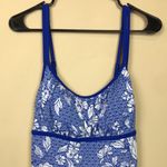 Catalina NWT Women’s Floral Print Blue White Lined Suit Swim Tank Dress Photo 1