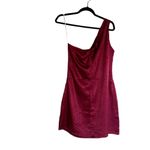 NWT  Dresses Lulus Burgundy Lisette Satin One-Shoulder Mini Dress Photo 3
