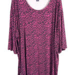 Roamans Plus Size 1X 22W 24W Top Hot Pink Black Leopard Print Animal Knit 409 Pink Photo 0