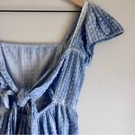 American Eagle Blue Short Puff Sleeve Tiered Midi Tie Back Dress Size Medium Photo 6