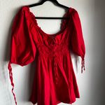 Chic Red Mini Dress with Puff Sleeves Photo 1