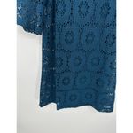 Chico's Dress Women 1 Medium Blue Solid Crochet Camille Enchanted Teal Disco Photo 5