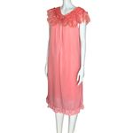 Handmade Vintage 60s Coral Peignoir Nightgown Coquette Lace Midi Slip S/M Retro Pink Photo 2