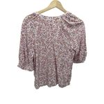 Melrose and Market Purple White Floral 3/4 Sleeve V-Neck Top Blouse Shirt Small Photo 1