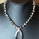 SIMON SEBBAG Tortoise Shell Agate Necklace with Sterling Silver Modern Pendant Black Photo 0