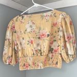 Abercrombie & Fitch Abercrombie Floral Front Tie Yellow Puff Sleeve Crop Top Size S Photo 4