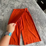 Mango wide leg pants with cover over front orange Sz L Photo 2