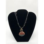 Chico's  vintage look large red and black pendant statement necklace - tribal look Photo 1