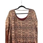 Xhilaration NWT‎ Boho Bell Sleeve Dress/Tunic L Beige Red Paisley Chiffon Earthy Romantic Photo 12