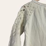 Maison Scotch & Soda Ivory Eyelet 3/4 Sleeve Pullover Crewneck Sweater Size S Photo 2
