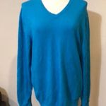 JCPenney JCP large bright aqua turquoise blue long sleeve v Photo 1
