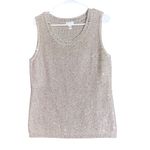 Chico's  Metallic Knit Sweater Vest Womens 2 Beige Sparkle Casual Work Neutral Photo 1