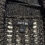 Apt. 9  Metallic Dark Gray Open Knit Cardigan Women’s Size L Half Sleeve Sweater Photo 1