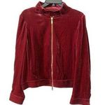 Worth New York Womens Size Small Red Zip Up Moto Jacket Faux Velvet Long Sleeve Photo 0