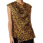 Adam Lippes  animal print asymmetric satin top, sleeveless, size 2 Photo 0