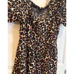 Who What Wear  Mini Dress‎ Leopard Print Short Sleeve Smocked Casual S Photo 1