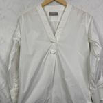 Everlane The Oversized Poplin Shirt White V Neck Long Sleeve Button Up Tunic Top Photo 5
