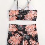 Floral Drawstring Bra Centre Bikini Sets High Waist Short Two Piece Swimsuit Size M Photo 3