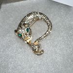 Elegant Gold Panther Brooch with emerald green eyes holding a pearl! Photo 2