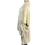 Boutique Womens Lacey Knit Crocheted Pullover Poncho Sweater Coverup Tan OS Photo 2