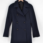 ZARA  Double Breasted Wool Blend Short Coat Lined Peacoat Navy Blue Women's S Photo 0