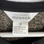 Misook Exclusive  Size M Knit Cardigan Shimmer Ruched Sleeve Full Zip Gold Black Photo 5