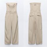 ZARA  Khaki Cargo Strapless Jumpsuit Photo 4