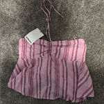 Bershka  Pink Striped Halter Top Photo 0