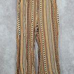 Orange Boho Floral Pullon Wide Straight Hippy Bottoms Pants S/M Small Medium Photo 0
