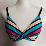 Nanette Lepore L’Amour by  • Blue Pink Green Striped Twist Bikini Top Photo 0