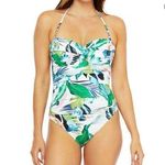 La Blanca NWOT In The Moment Bandeau One Piece Swimsuit Green Multi Print Size 2 Photo 0