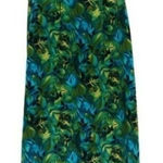 Vintage Sag Harbor Blue & Green Tropical Leaf Print Midi Skirt Size Petite S Photo 0