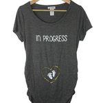 Maternity Top Short Sleeve Scoop Neck Dark Gray And Gold Medium Baby Motherhood Size undefined Photo 0