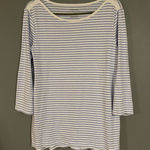 Chico's Purple And White Scoop Neck The Ultimate Tee 3/4 Sleeve Shirt 2 (L) Photo 0