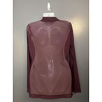 White House | Black Market Shirt Womens Medium Burgundy Sheer Mesh Turtleneck Photo 3