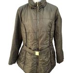 Susan Graver Puffer Jacket with Matching Belt Army Green Size Large Photo 0