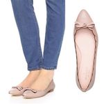Kate Spade Eleni Flex Blush Pink Scalloped Leather Point Toe Ballet Flats 8.5 Photo 1