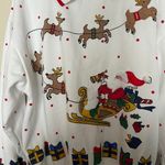 American Vintage vintage 90s 1990s Santa Claus & Reindeer white Christmas Holiday sweater Photo 4