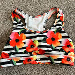 Senita Athletics  Floral Striped Sports Bra - Black, White, Red, Orange, Yellow Photo 0