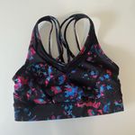 Lululemon  Athletica Black and Blue Floral Crop Top Photo 0