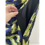 Etcetera  Women’s 12 Yellow And Blue Floral Sleeveless Blouse Ruffle Photo 3