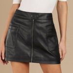 Free People Faux Leather Mini Skirt Black High Rise A Line Vegan Size 0 Photo 0