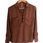 Free People  Under Your Spell Lace Up Blouse XSmall Photo 1